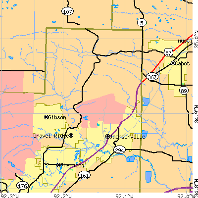 Zip code 72076 close-up map