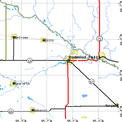 Zip code 56283 close-up map