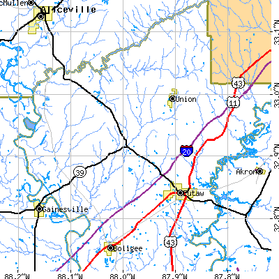 Zip code 35462 close-up map