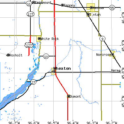 Zip code 56296 close-up map