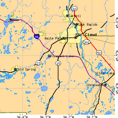 Zip code 56301 close-up map