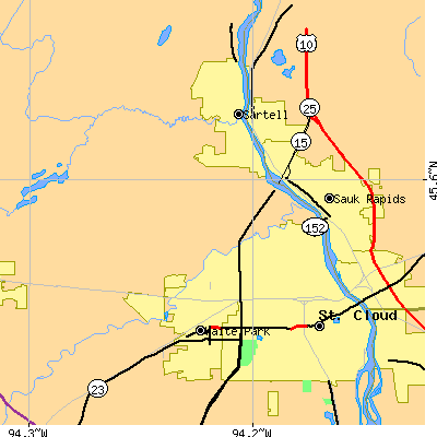Zip code 56303 close-up map