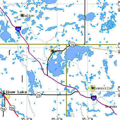 Zip code 56309 close-up map
