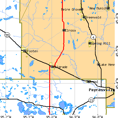 Zip code 56312 close-up map