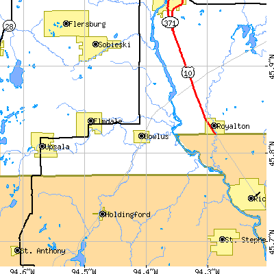 Zip code 56314 close-up map