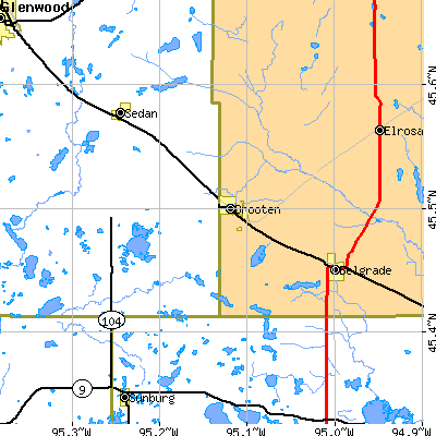 Zip code 56316 close-up map
