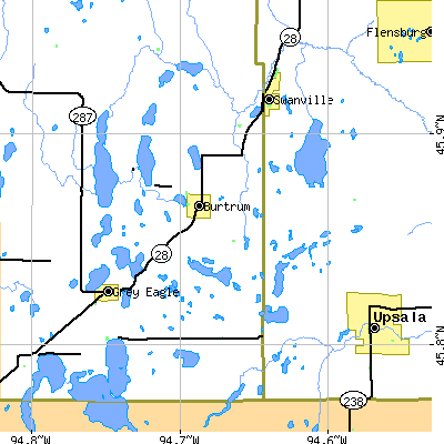 Zip code 56318 close-up map