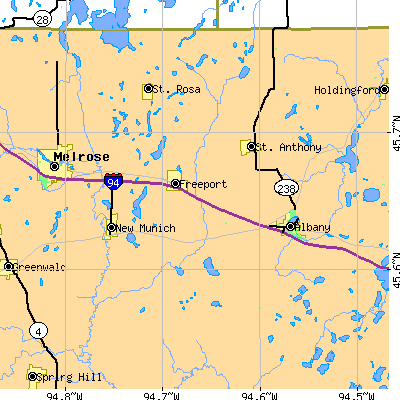 Zip code 56331 close-up map