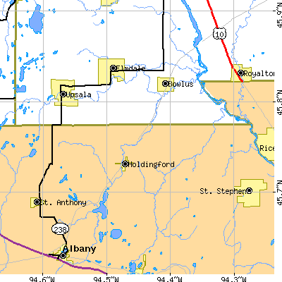 Zip code 56340 close-up map