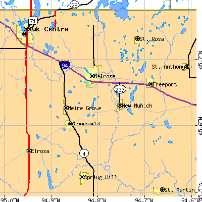 Zip code 56352 close-up map
