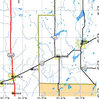 Zip code 56358 close-up map