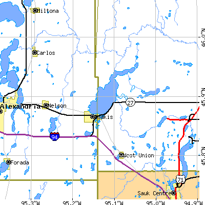 Zip code 56360 close-up map