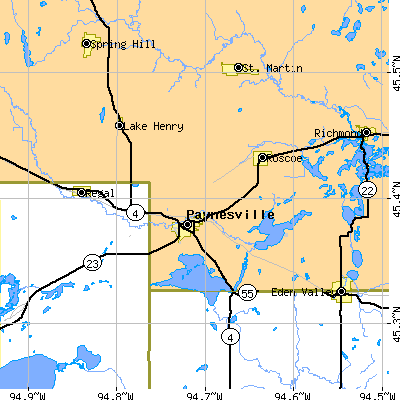 Zip code 56362 close-up map