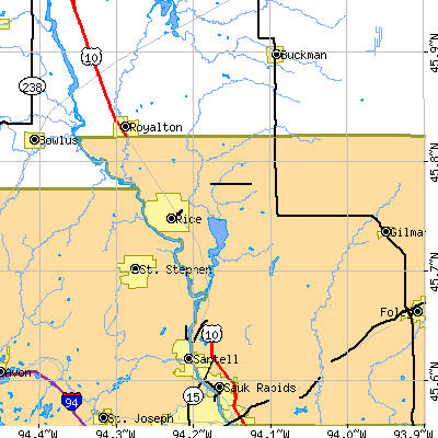 Zip code 56367 close-up map