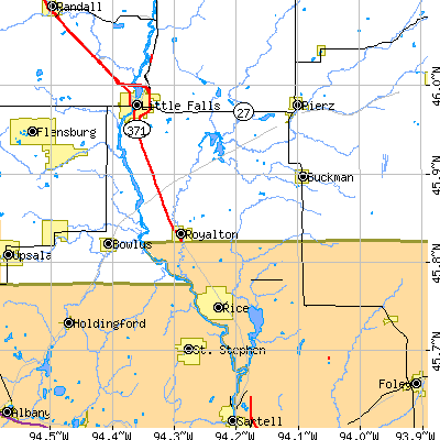 Zip code 56373 close-up map