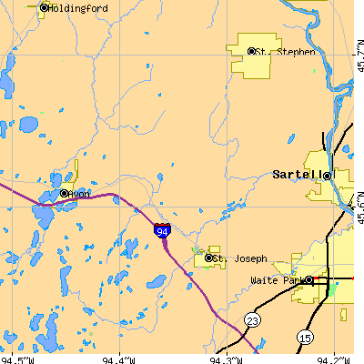 Zip code 56374 close-up map