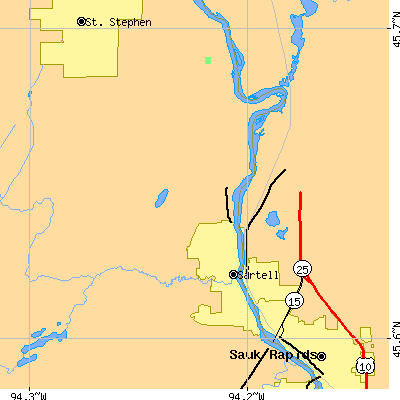 Zip code 56377 close-up map