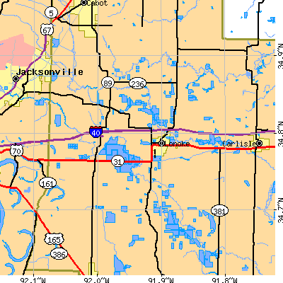 Zip code 72086 close-up map