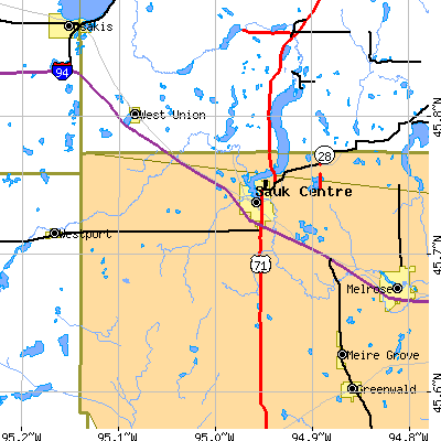 Zip code 56378 close-up map