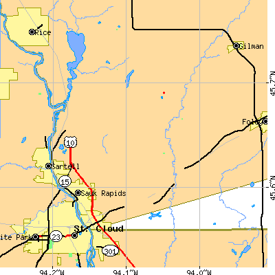 Zip code 56379 close-up map