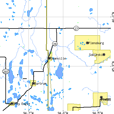Zip code 56382 close-up map
