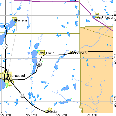 Zip code 56385 close-up map