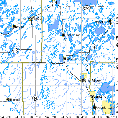 Zip code 56435 close-up map