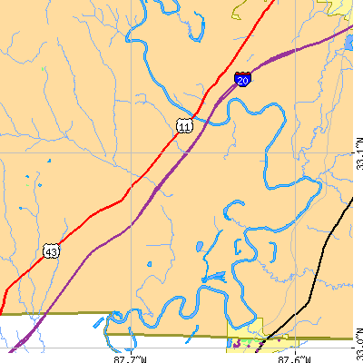 Zip code 35463 close-up map