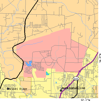 Zip code 72099 close-up map