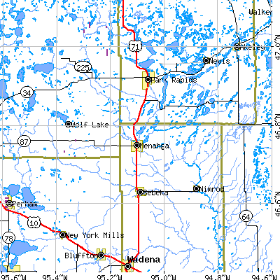 Zip code 56464 close-up map