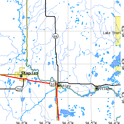 Zip code 56466 close-up map