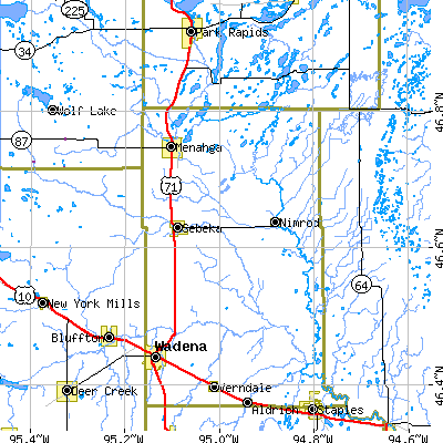 Zip code 56477 close-up map