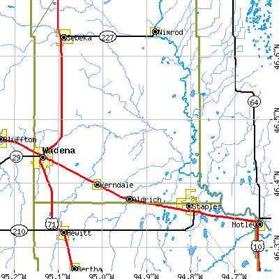 Zip code 56481 close-up map