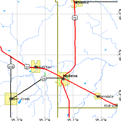 Zip code 56482 close-up map
