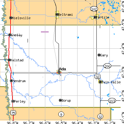 Zip code 56510 close-up map