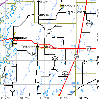 Zip code 72101 close-up map