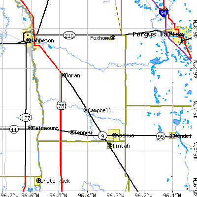 Zip code 56522 close-up map