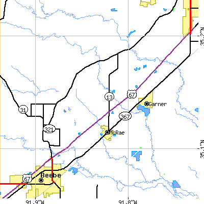 Zip code 72102 close-up map