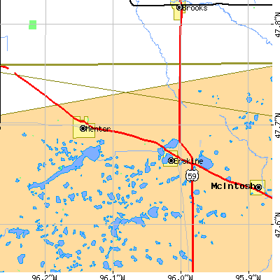 Zip code 56535 close-up map
