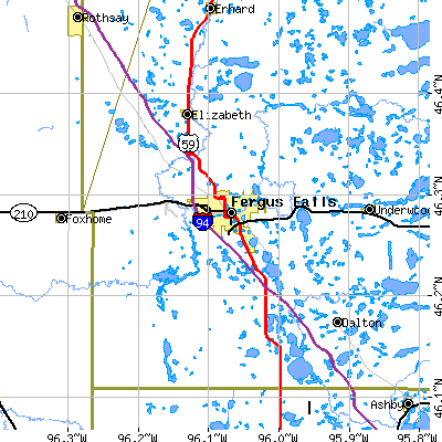 Zip code 56537 close-up map