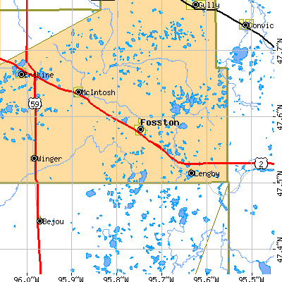 Zip code 56542 close-up map