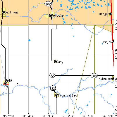 Zip code 56545 close-up map