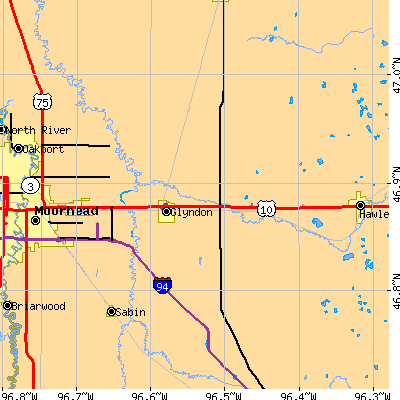 Zip code 56547 close-up map