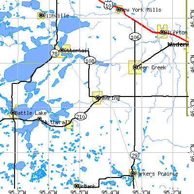 Zip code 56551 close-up map