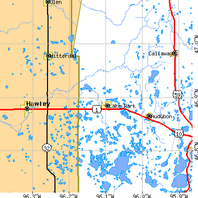 Zip code 56554 close-up map