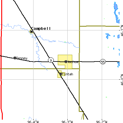 Zip code 56565 close-up map