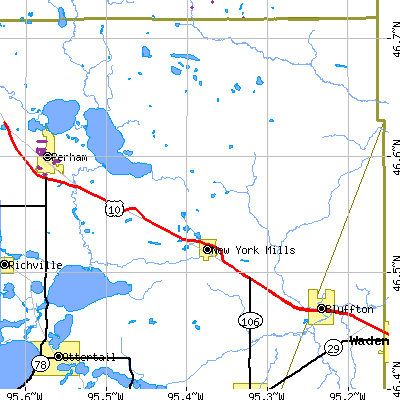 Zip code 56567 close-up map