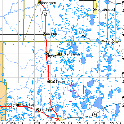Zip code 56569 close-up map