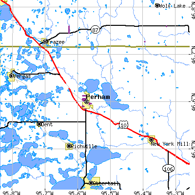 Zip code 56573 close-up map