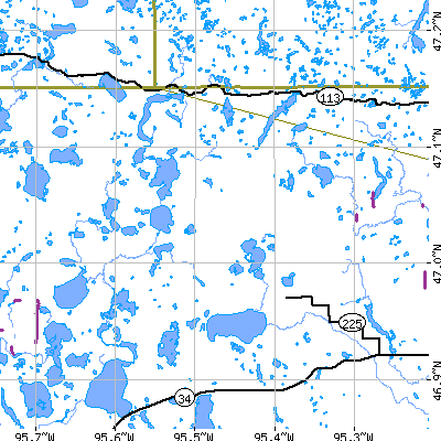 Zip code 56575 close-up map